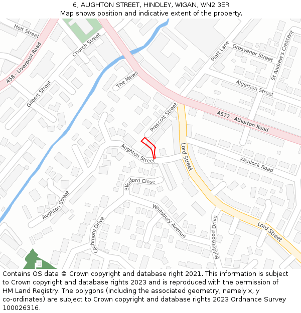 6, AUGHTON STREET, HINDLEY, WIGAN, WN2 3ER: Location map and indicative extent of plot