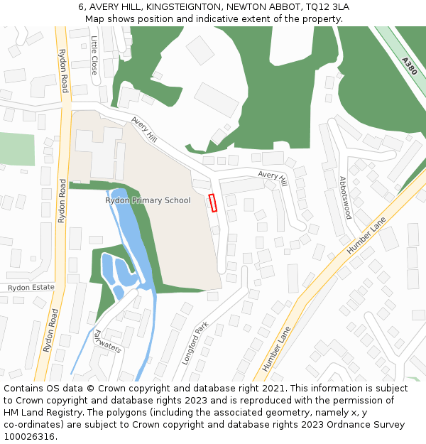 6, AVERY HILL, KINGSTEIGNTON, NEWTON ABBOT, TQ12 3LA: Location map and indicative extent of plot