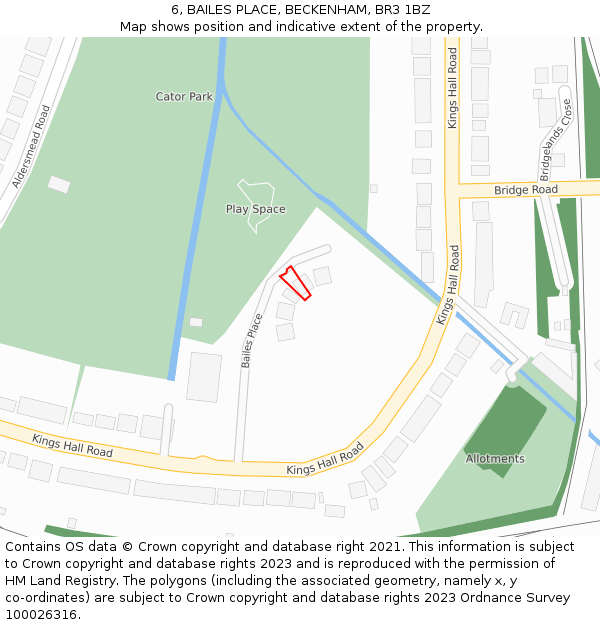 6, BAILES PLACE, BECKENHAM, BR3 1BZ: Location map and indicative extent of plot