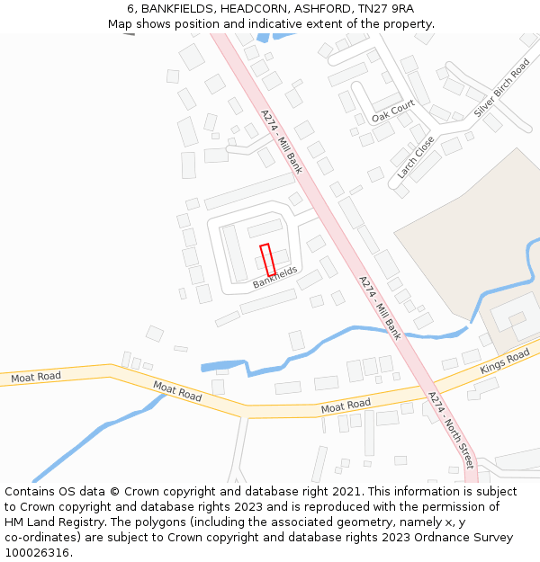 6, BANKFIELDS, HEADCORN, ASHFORD, TN27 9RA: Location map and indicative extent of plot