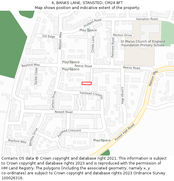 6, BANKS LANE, STANSTED, CM24 8FT: Location map and indicative extent of plot