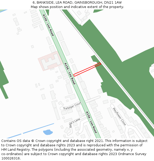 6, BANKSIDE, LEA ROAD, GAINSBOROUGH, DN21 1AW: Location map and indicative extent of plot