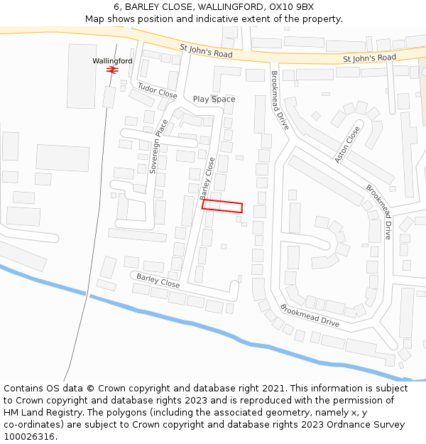 6, BARLEY CLOSE, WALLINGFORD, OX10 9BX: Location map and indicative extent of plot
