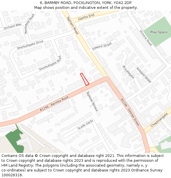6, BARMBY ROAD, POCKLINGTON, YORK, YO42 2DP: Location map and indicative extent of plot