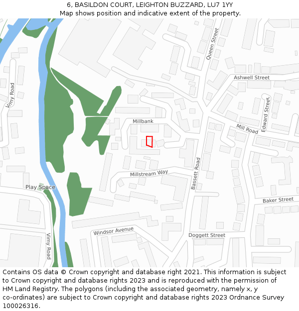 6, BASILDON COURT, LEIGHTON BUZZARD, LU7 1YY: Location map and indicative extent of plot