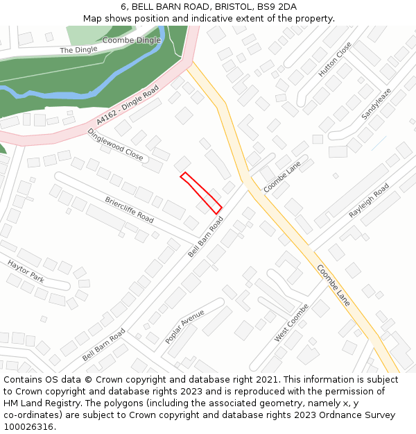 6, BELL BARN ROAD, BRISTOL, BS9 2DA: Location map and indicative extent of plot