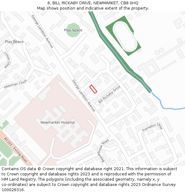 6, BILL RICKABY DRIVE, NEWMARKET, CB8 0HQ: Location map and indicative extent of plot