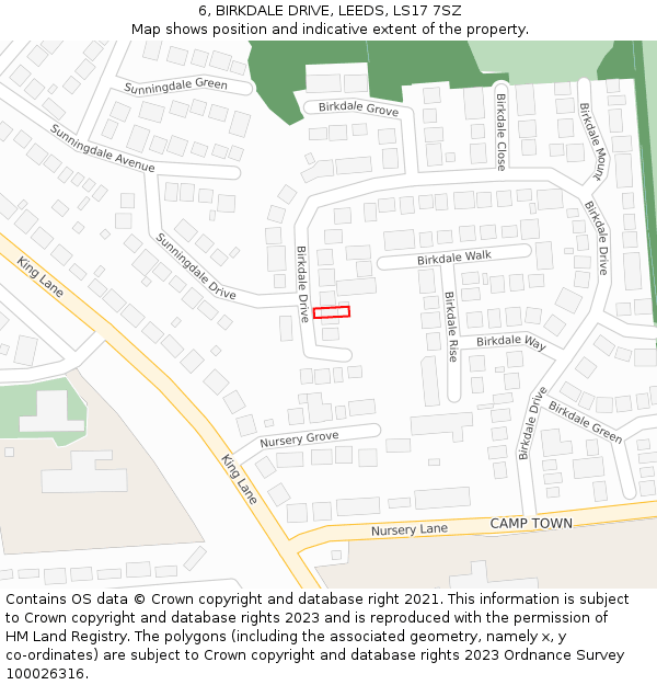 6, BIRKDALE DRIVE, LEEDS, LS17 7SZ: Location map and indicative extent of plot