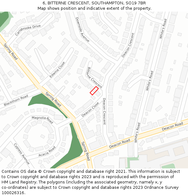 6, BITTERNE CRESCENT, SOUTHAMPTON, SO19 7BR: Location map and indicative extent of plot
