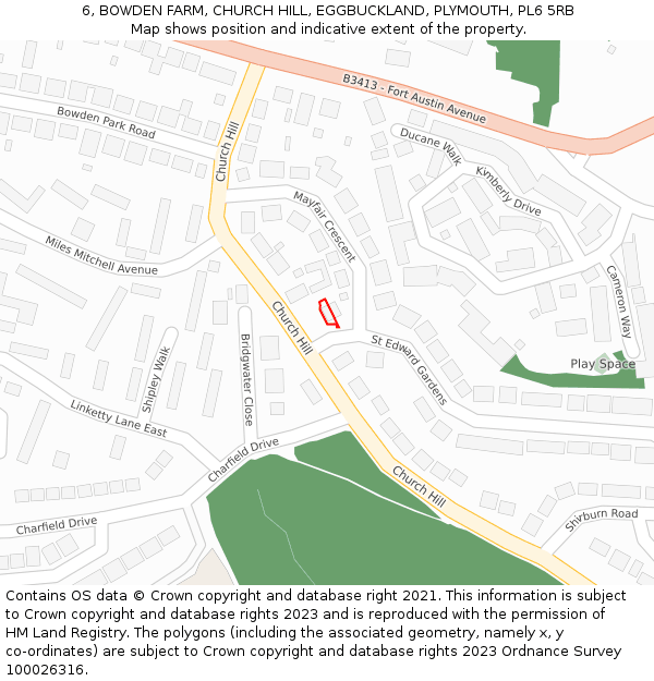 6, BOWDEN FARM, CHURCH HILL, EGGBUCKLAND, PLYMOUTH, PL6 5RB: Location map and indicative extent of plot