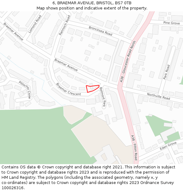 6, BRAEMAR AVENUE, BRISTOL, BS7 0TB: Location map and indicative extent of plot