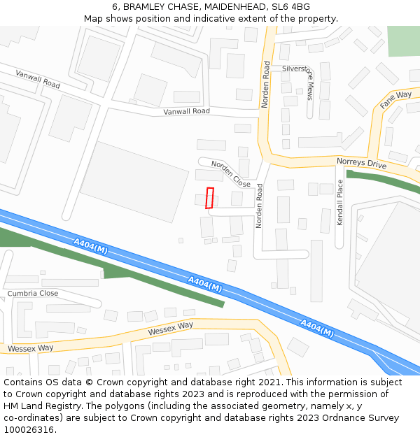 6, BRAMLEY CHASE, MAIDENHEAD, SL6 4BG: Location map and indicative extent of plot