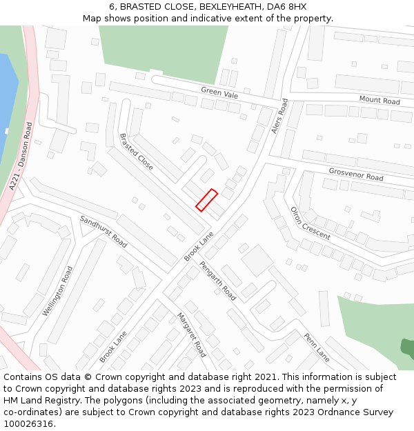 6, BRASTED CLOSE, BEXLEYHEATH, DA6 8HX: Location map and indicative extent of plot