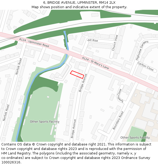 6, BRIDGE AVENUE, UPMINSTER, RM14 2LX: Location map and indicative extent of plot