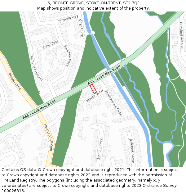 6, BRONTE GROVE, STOKE-ON-TRENT, ST2 7QF: Location map and indicative extent of plot