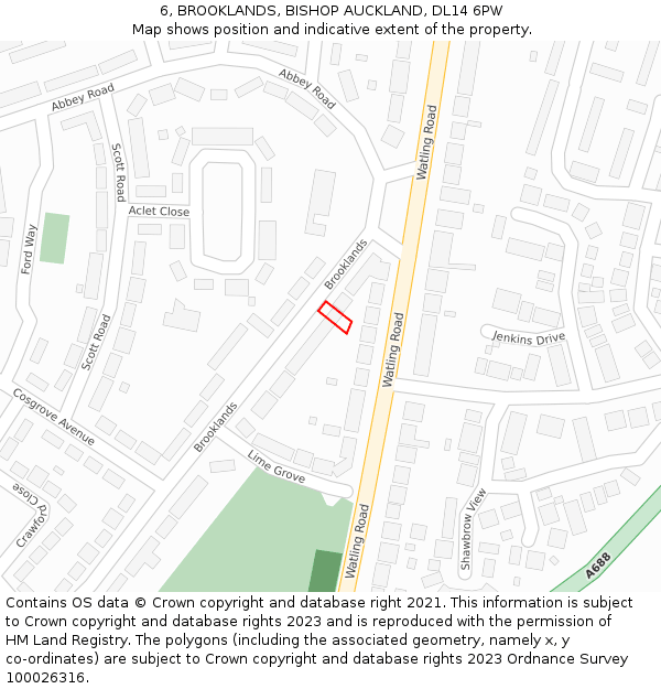 6, BROOKLANDS, BISHOP AUCKLAND, DL14 6PW: Location map and indicative extent of plot