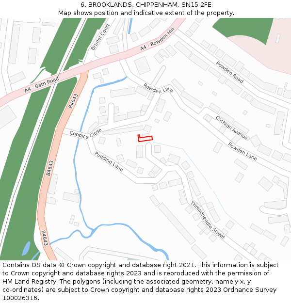 6, BROOKLANDS, CHIPPENHAM, SN15 2FE: Location map and indicative extent of plot