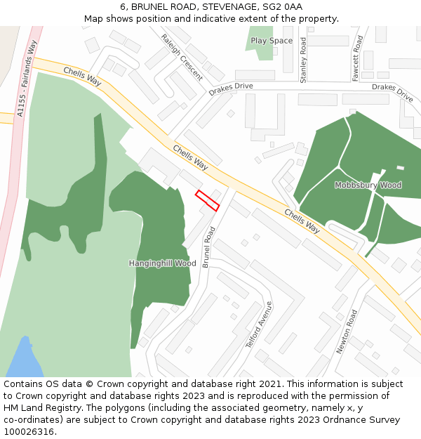 6, BRUNEL ROAD, STEVENAGE, SG2 0AA: Location map and indicative extent of plot