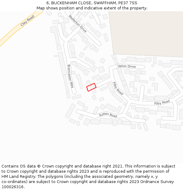 6, BUCKENHAM CLOSE, SWAFFHAM, PE37 7SS: Location map and indicative extent of plot