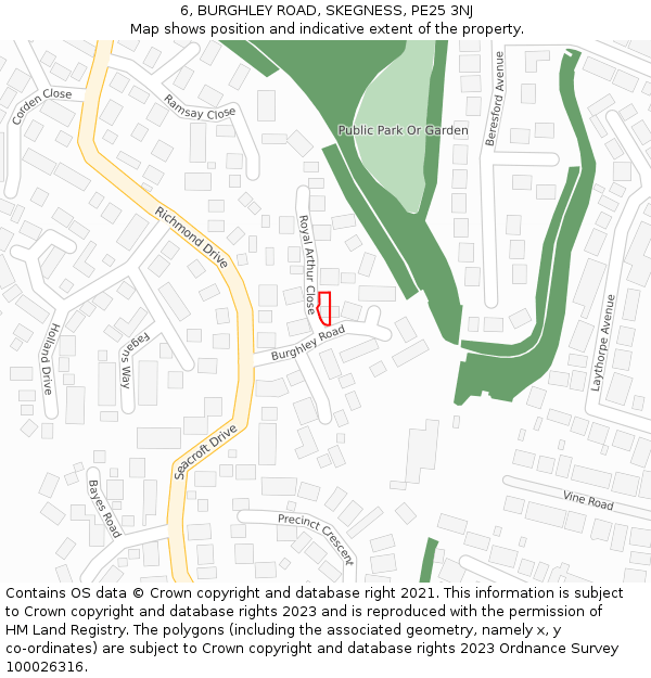 6, BURGHLEY ROAD, SKEGNESS, PE25 3NJ: Location map and indicative extent of plot