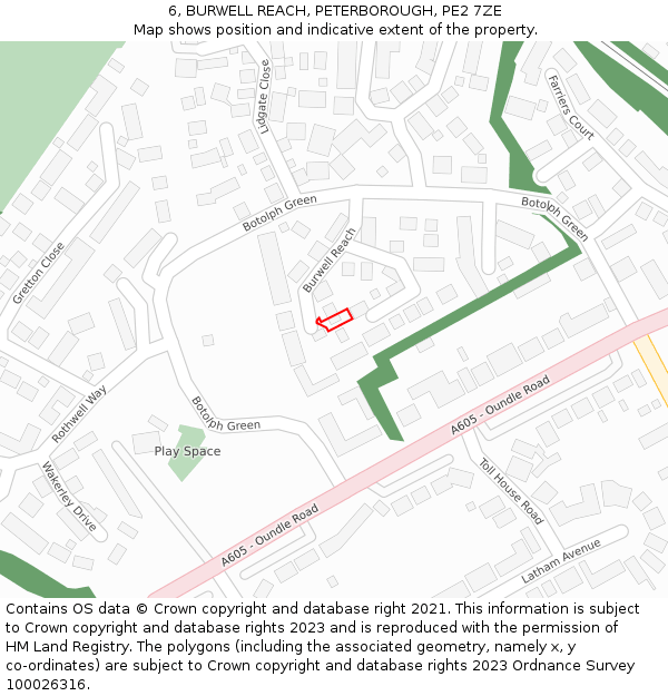 6, BURWELL REACH, PETERBOROUGH, PE2 7ZE: Location map and indicative extent of plot