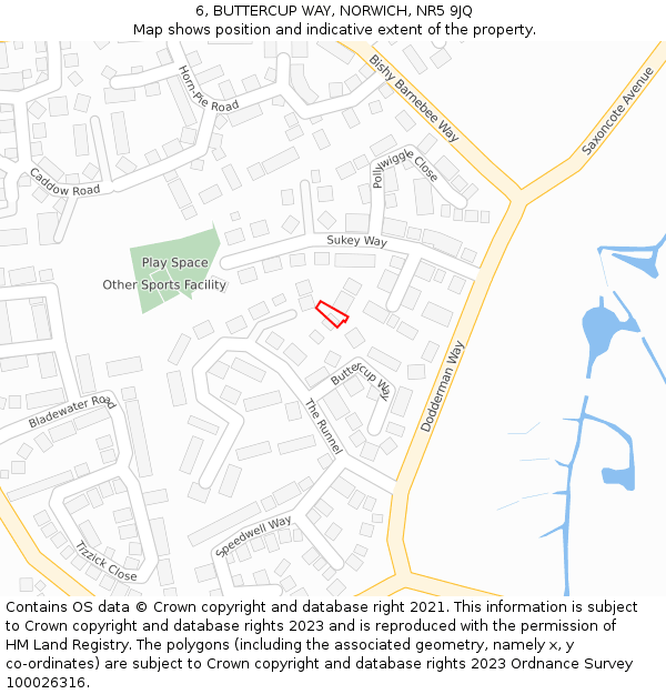 6, BUTTERCUP WAY, NORWICH, NR5 9JQ: Location map and indicative extent of plot