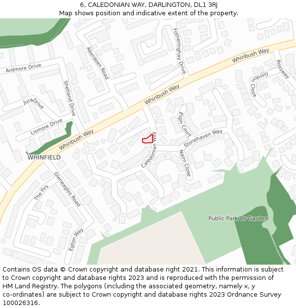 6, CALEDONIAN WAY, DARLINGTON, DL1 3RJ: Location map and indicative extent of plot