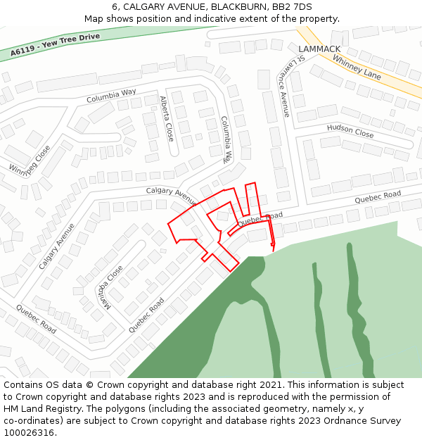 6, CALGARY AVENUE, BLACKBURN, BB2 7DS: Location map and indicative extent of plot