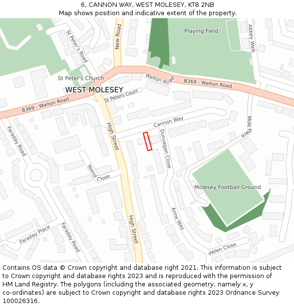 6, CANNON WAY, WEST MOLESEY, KT8 2NB: Location map and indicative extent of plot