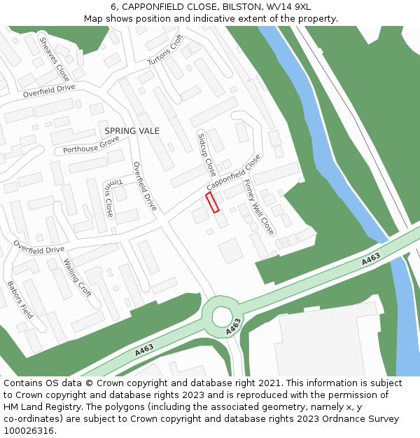 6, CAPPONFIELD CLOSE, BILSTON, WV14 9XL: Location map and indicative extent of plot