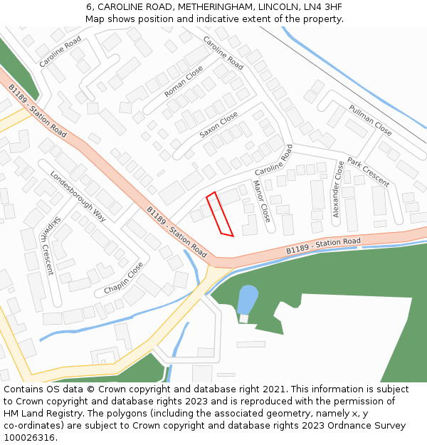 6, CAROLINE ROAD, METHERINGHAM, LINCOLN, LN4 3HF: Location map and indicative extent of plot
