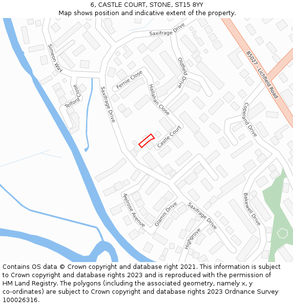 6, CASTLE COURT, STONE, ST15 8YY: Location map and indicative extent of plot