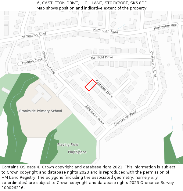 6, CASTLETON DRIVE, HIGH LANE, STOCKPORT, SK6 8DF: Location map and indicative extent of plot