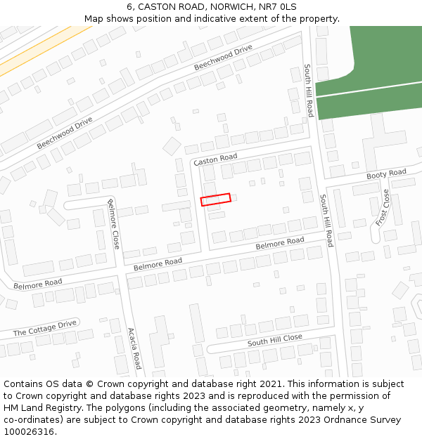 6, CASTON ROAD, NORWICH, NR7 0LS: Location map and indicative extent of plot
