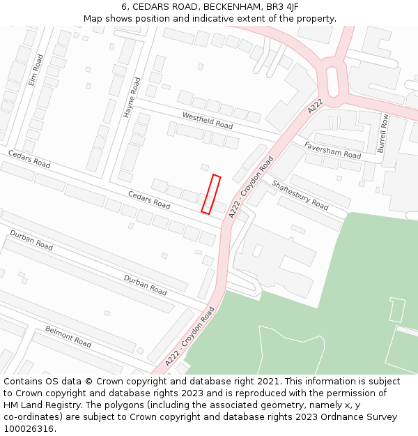 6, CEDARS ROAD, BECKENHAM, BR3 4JF: Location map and indicative extent of plot