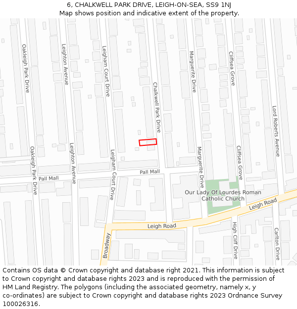 6, CHALKWELL PARK DRIVE, LEIGH-ON-SEA, SS9 1NJ: Location map and indicative extent of plot