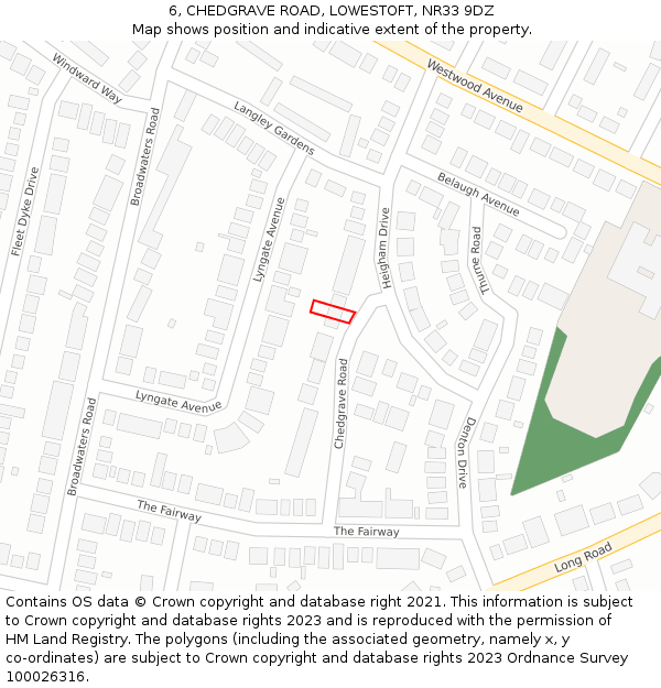 6, CHEDGRAVE ROAD, LOWESTOFT, NR33 9DZ: Location map and indicative extent of plot
