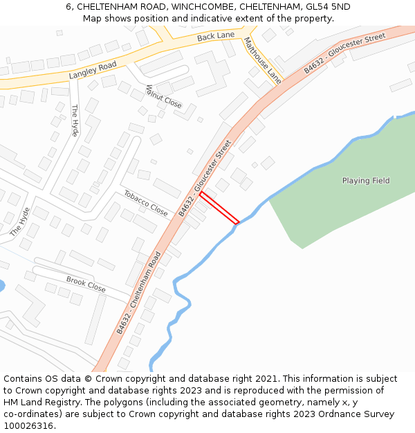 6, CHELTENHAM ROAD, WINCHCOMBE, CHELTENHAM, GL54 5ND: Location map and indicative extent of plot
