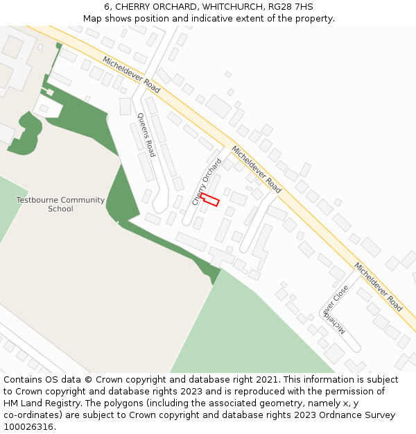 6, CHERRY ORCHARD, WHITCHURCH, RG28 7HS: Location map and indicative extent of plot