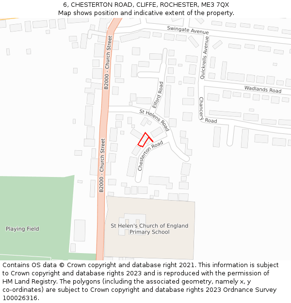 6, CHESTERTON ROAD, CLIFFE, ROCHESTER, ME3 7QX: Location map and indicative extent of plot