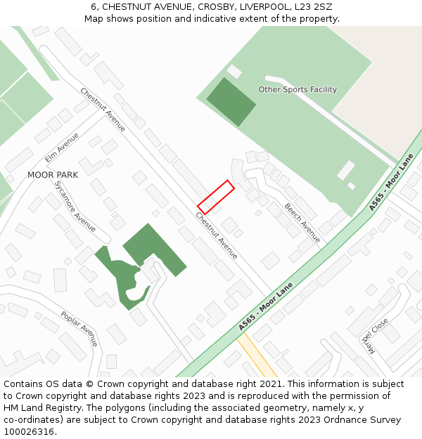 6, CHESTNUT AVENUE, CROSBY, LIVERPOOL, L23 2SZ: Location map and indicative extent of plot