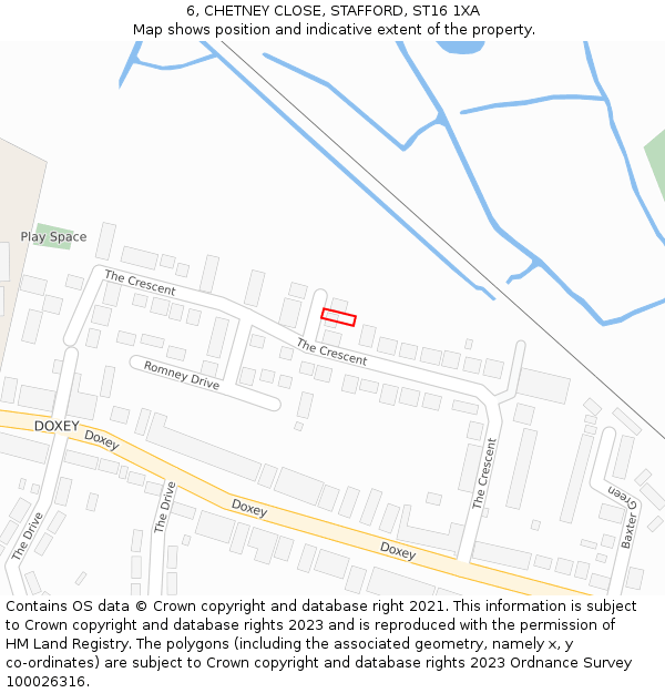 6, CHETNEY CLOSE, STAFFORD, ST16 1XA: Location map and indicative extent of plot
