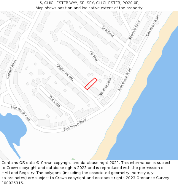 6, CHICHESTER WAY, SELSEY, CHICHESTER, PO20 0PJ: Location map and indicative extent of plot