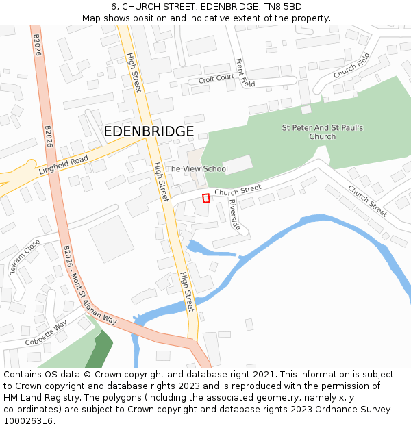 6, CHURCH STREET, EDENBRIDGE, TN8 5BD: Location map and indicative extent of plot