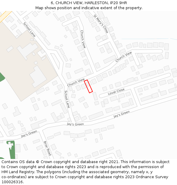 6, CHURCH VIEW, HARLESTON, IP20 9HR: Location map and indicative extent of plot