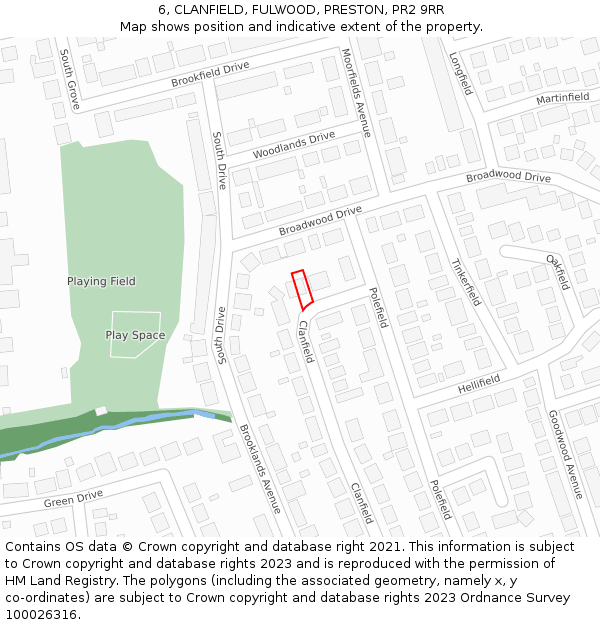 6, CLANFIELD, FULWOOD, PRESTON, PR2 9RR: Location map and indicative extent of plot