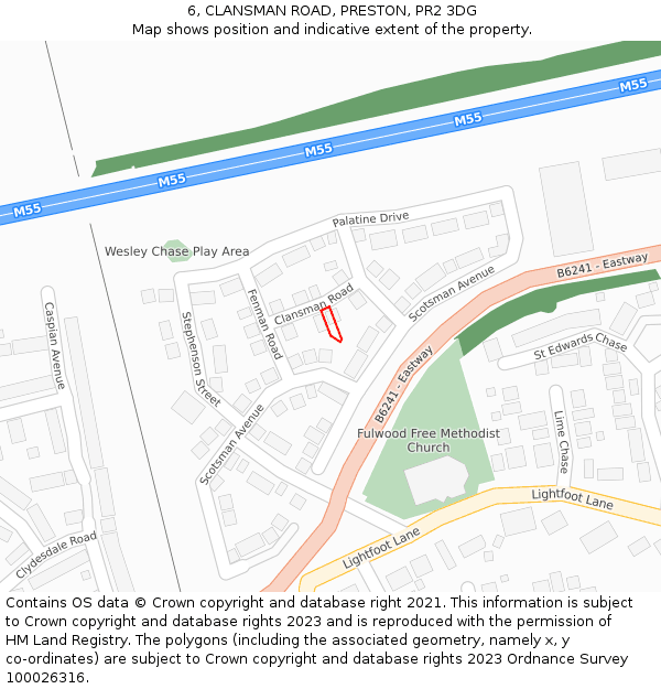 6, CLANSMAN ROAD, PRESTON, PR2 3DG: Location map and indicative extent of plot