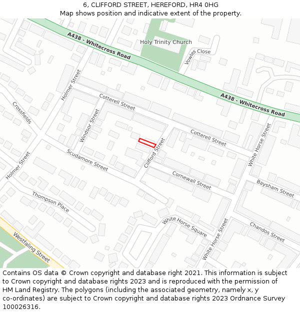 6, CLIFFORD STREET, HEREFORD, HR4 0HG: Location map and indicative extent of plot