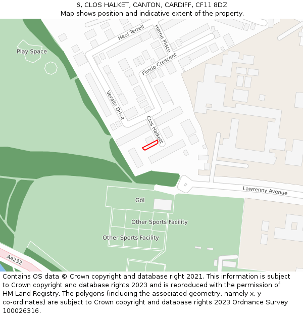 6, CLOS HALKET, CANTON, CARDIFF, CF11 8DZ: Location map and indicative extent of plot