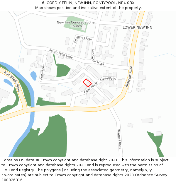 6, COED Y FELIN, NEW INN, PONTYPOOL, NP4 0BX: Location map and indicative extent of plot